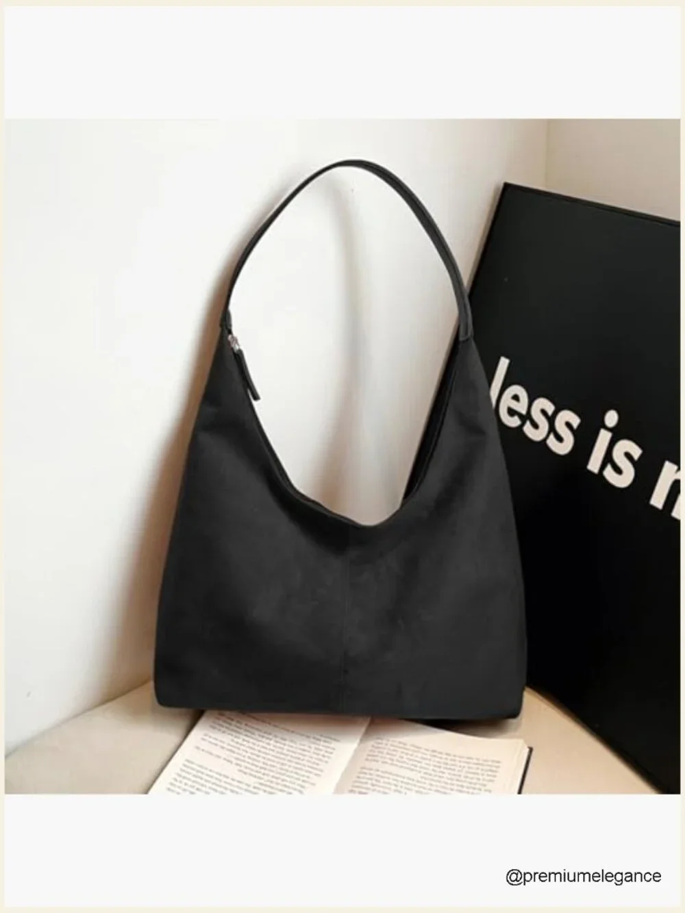 Faux Suede Tote Bag with Magnetic Closure, Large Capacity Shoulder Bag for Work - Picture 3 of 7